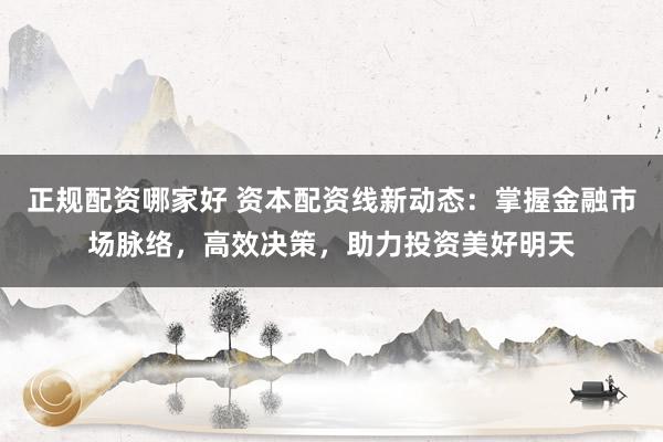 正规配资哪家好 资本配资线新动态：掌握金融市场脉络，高效决策，助力投资美好明天