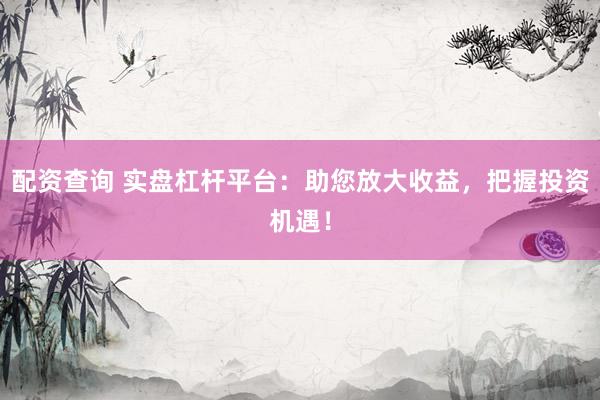 配资查询 实盘杠杆平台：助您放大收益，把握投资机遇！
