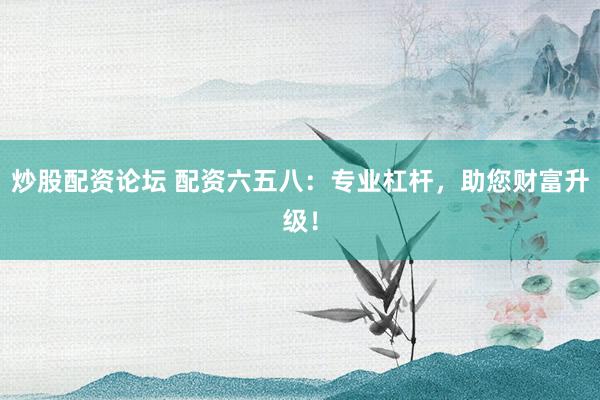 炒股配资论坛 配资六五八：专业杠杆，助您财富升级！