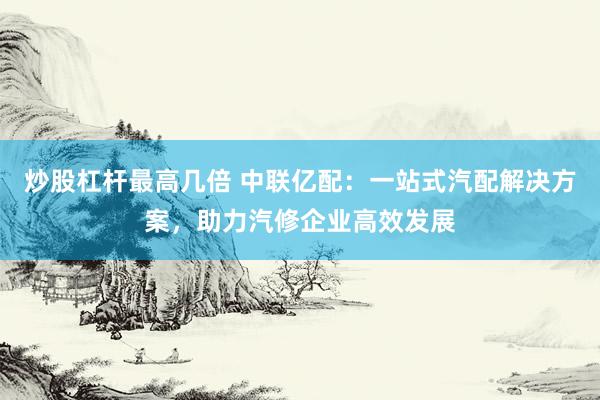 炒股杠杆最高几倍 中联亿配：一站式汽配解决方案，助力汽修企业高效发展