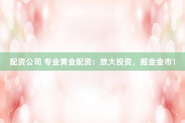配资公司 专业黄金配资：放大投资，掘金金市！