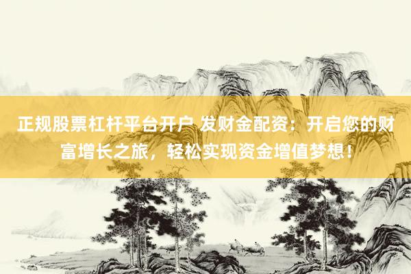 正规股票杠杆平台开户 发财金配资：开启您的财富增长之旅，轻松实现资金增值梦想！