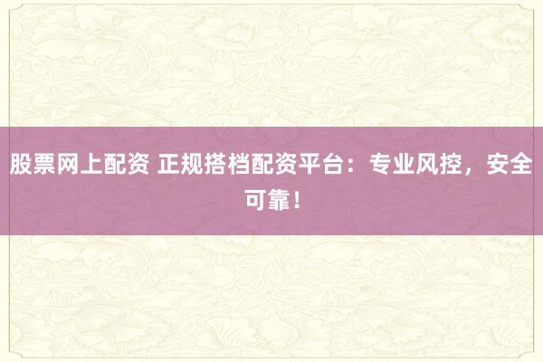 股票网上配资 正规搭档配资平台：专业风控，安全可靠！