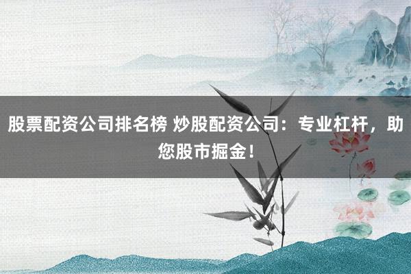 股票配资公司排名榜 炒股配资公司:专业杠杆,助您股市掘金!