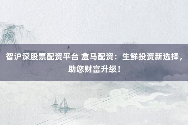 智沪深股票配资平台 盒马配资:生鲜投资新选择,助您财富升级!