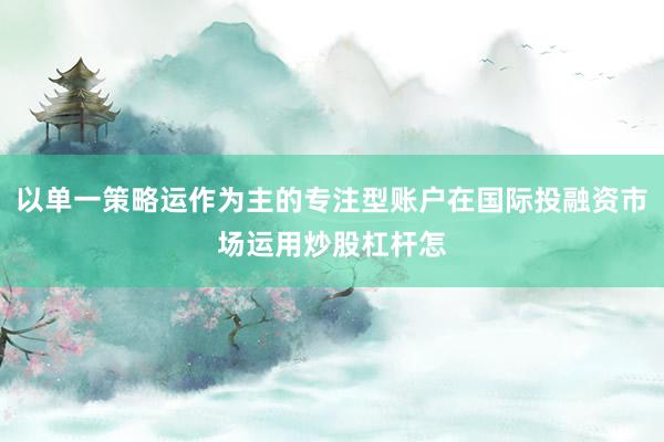 以单一策略运作为主的专注型账户在国际投融资市场运用炒股杠杆怎