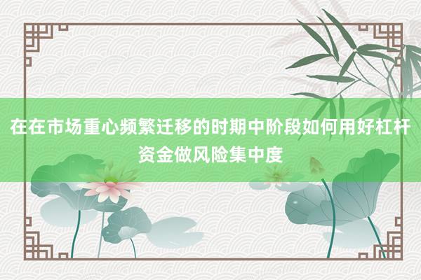 在在市场重心频繁迁移的时期中阶段如何用好杠杆资金做风险集中度