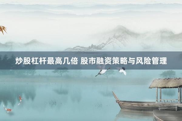 炒股杠杆最高几倍 股市融资策略与风险管理