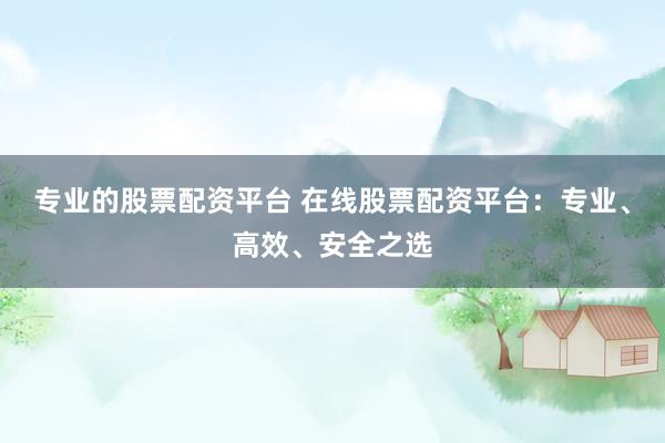 专业的股票配资平台 在线股票配资平台：专业、高效、安全之选