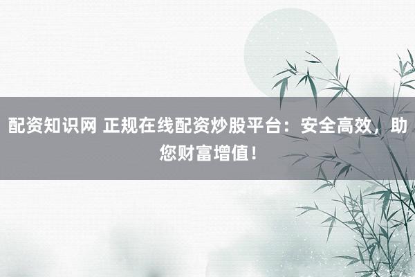 配资知识网 正规在线配资炒股平台：安全高效，助您财富增值！